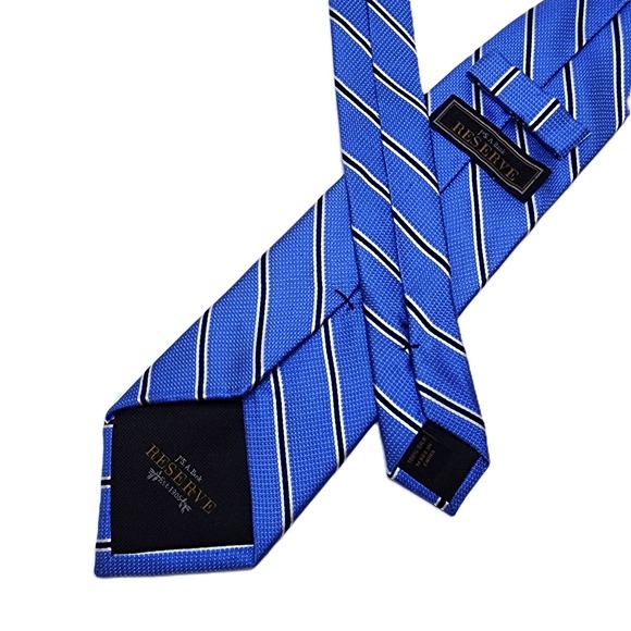 Jos A Bank Reserve Mens 100% Silk Necktie Blue Stripe 3" x 62 - Picture 9 of 9